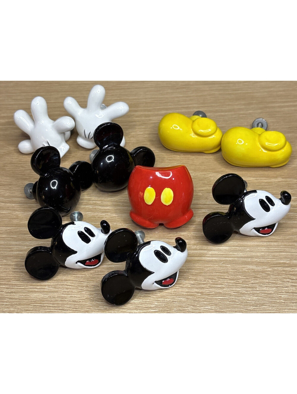 Disney Drawer Pulls- Set of 10 Glove, Head,Boot, Shorts - Mix Resin/Porcelain